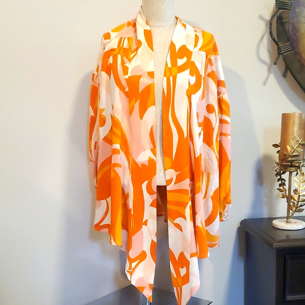 GATO EstablishedOrange and White Women's Top/ Cardigan, Size XL